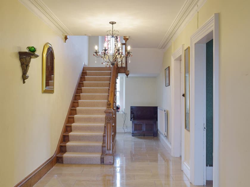 The grand hallway leads to the main staircase | Tan Y Castell, Llanmill, near Narberth