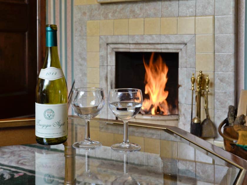 Warming real fire in lounge | Station House - Glyndyfrdwy Station Cottages, Glyndyfrdwy, near Llangollen