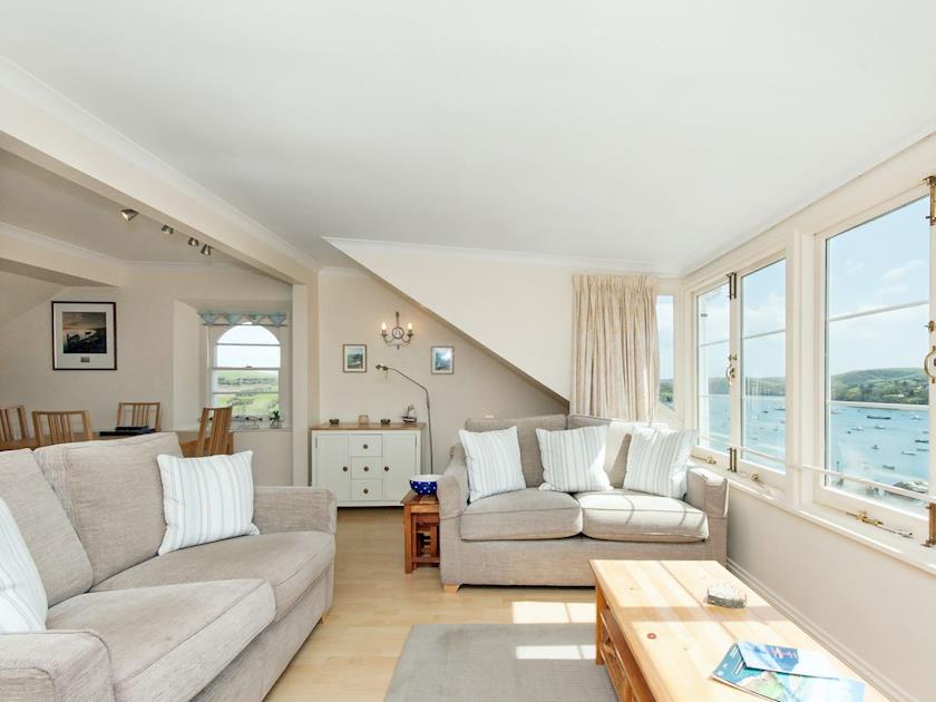 Spacious living area boasting spectacular views | Charborough House Apartment 4, Salcombe