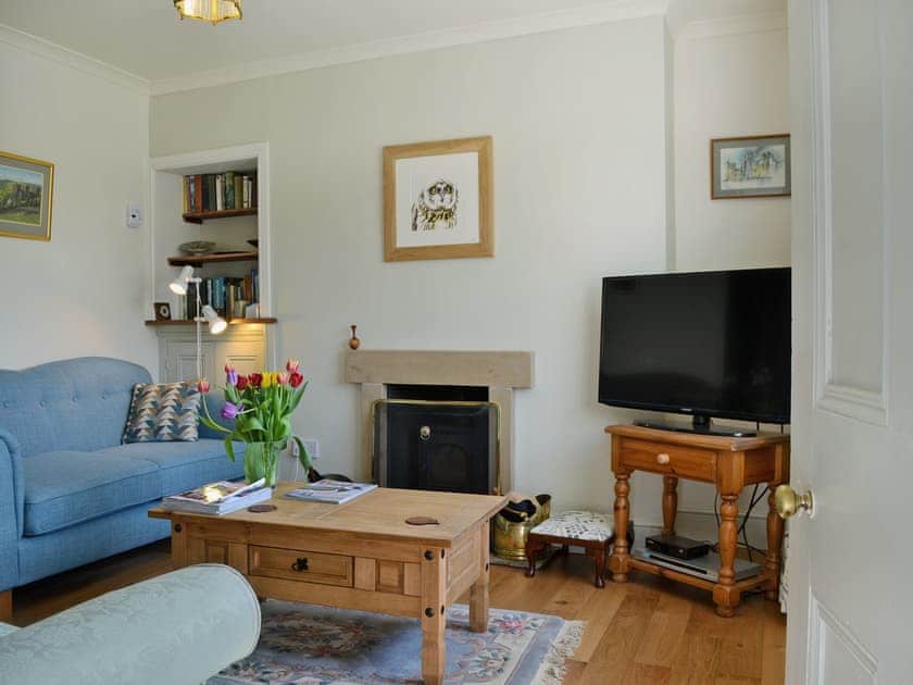 Beautifully designed living room with woodburner | Bumblebee Cottage, Marske near Richmond