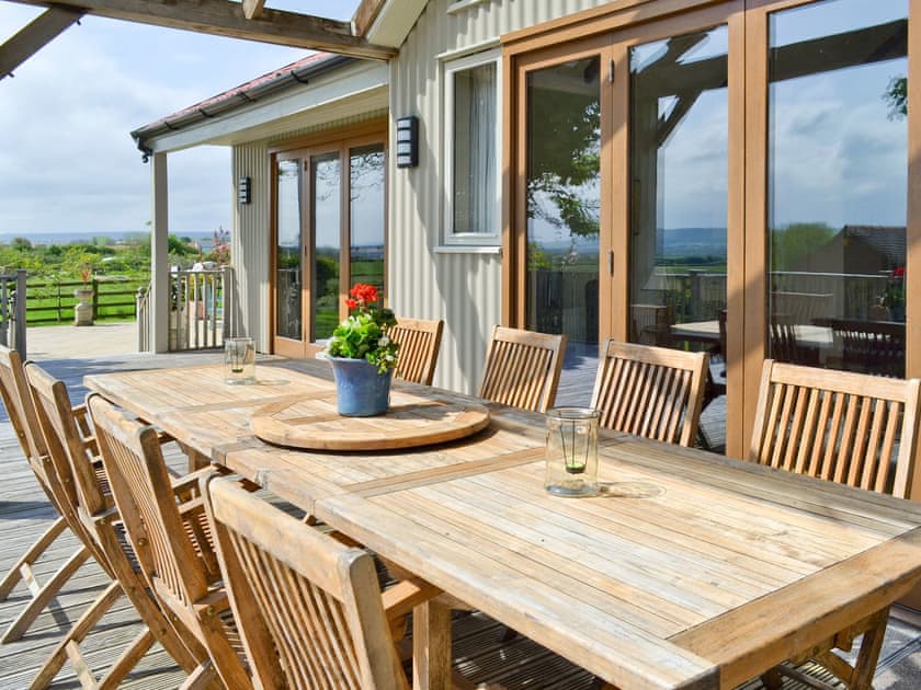 Outdoor furniture on terrace | The Pavilion, Killerby, near Scarborough