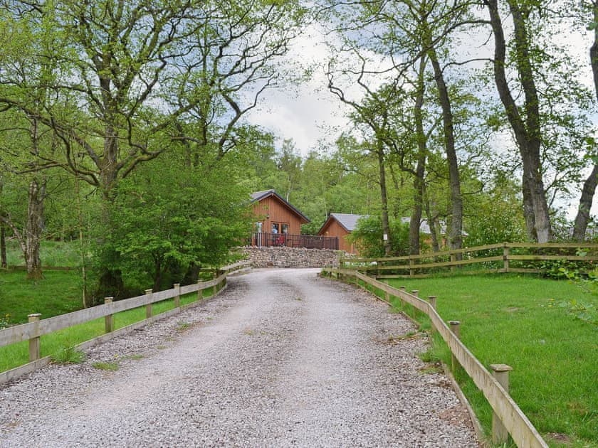 The cabin is secluided and accessed via a winding track through the woods | Rowanburn Lodge, Greystoke, near Penrith