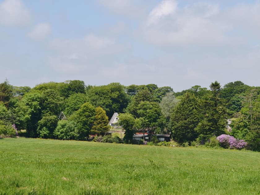 Looking across the fields towards W43108 and W43362 | Berridon Hall Lodges, Bradworthy, nr. Holsworthy