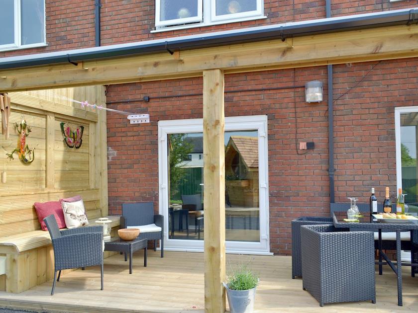 Covered terrace with outdoor furniture | Hillcrest House, Brown Edge, near Leek