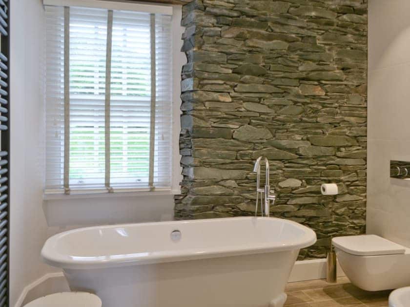 Large bathroom with separate roll-top bath and shower cubicle | Dale View, Little Langdale near Ambleside