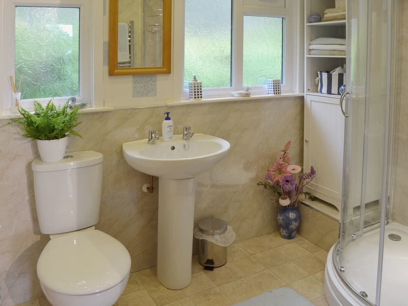 Spacious shower room with heated towel rail | Bryn Rodyn, Graigfechan, near Ruthin