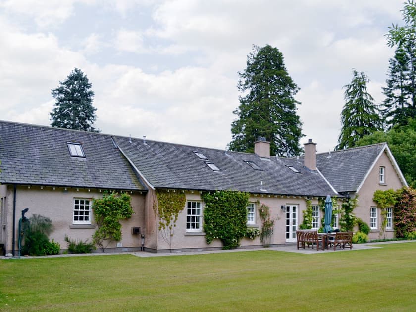Rear of property with outdoor furniture | Little Blackhall Lodge, near Banchory