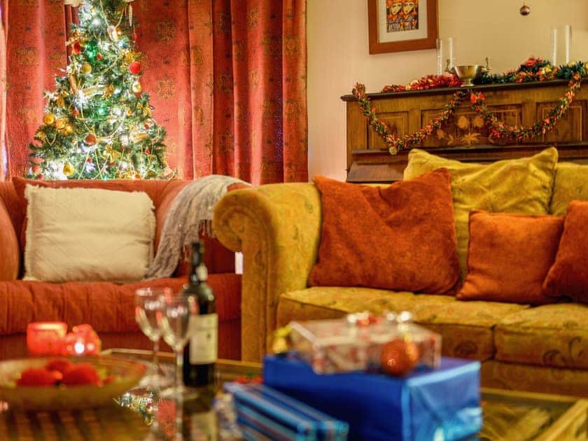 Living room decorated for Christmas | Trescowthick Barn, St Newlyn, near Newquay