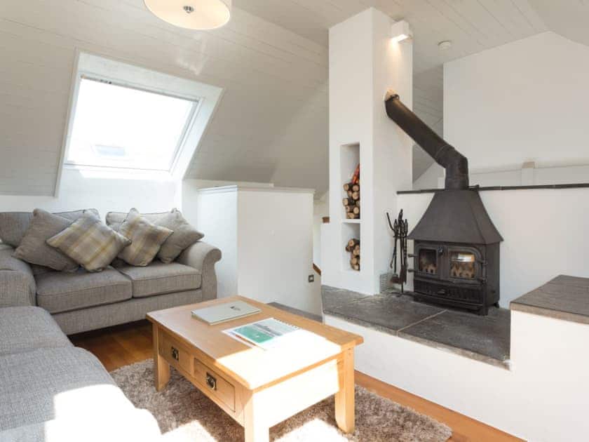 Cosy living room with wood-burner | Lower Elsford Farm - Pond View - Lower Elsford Farm , Lustleigh, near Bovey Tracey 