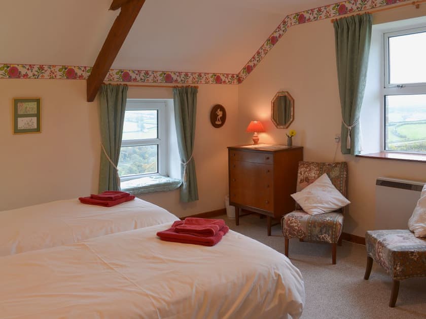 Twin bedroom with lovely views | The Stables, Carthamartha, near Launceston