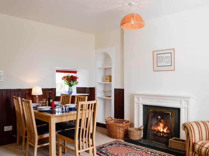 Dining area and open fire | Prospecthill House, Whitehouse, near Alford