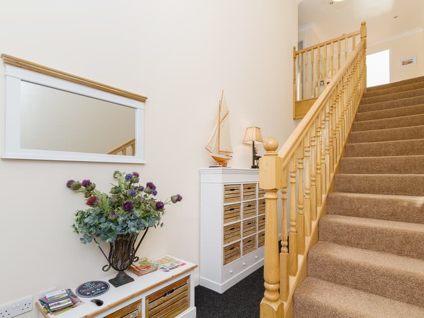 Light and airy hallway and staircase | The Penthouse, Strone, near Dunoon