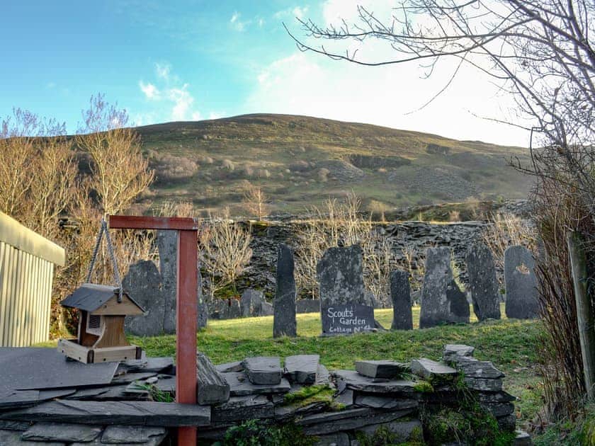 Garden with countryside views | Bryn Rhos Goch, Cwm Penmachno, near Betws-y-Coed