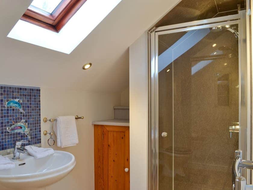En-suite shower room | Dyffryn Haidd - Afan Holiday Cottages, llanafan/Aberystwyth