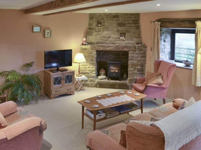 Warm and welcoming living room | Ladycroft Barn, Thornhill, Hope Valley