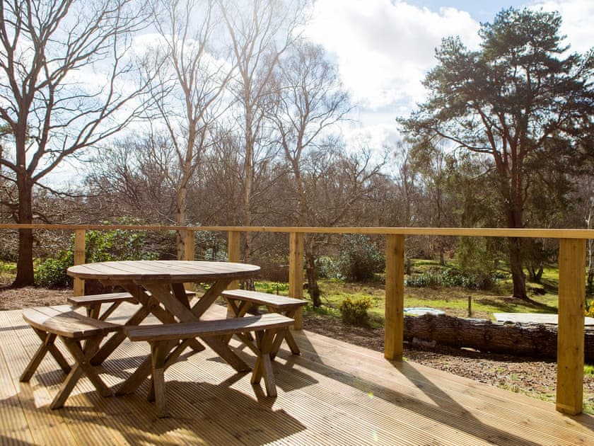 Outdoor furniture on decked balcony | The Retreat, Aldringham, near Aldeburgh