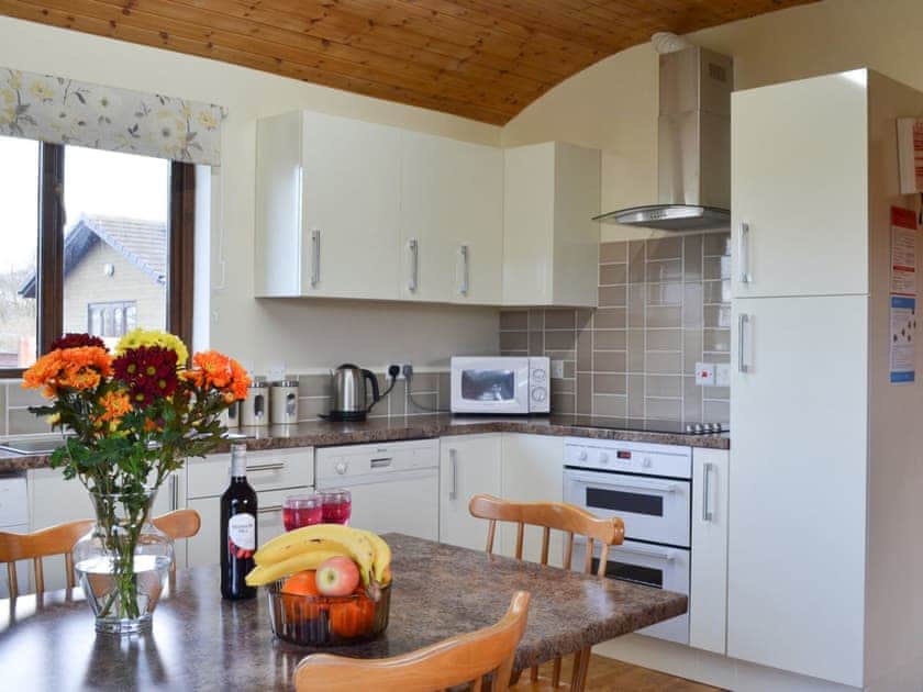 The kitchen and dining areas are light and airy | Ithon Bank - Bryn Thomas Lodges, Near Llandrindod Wells