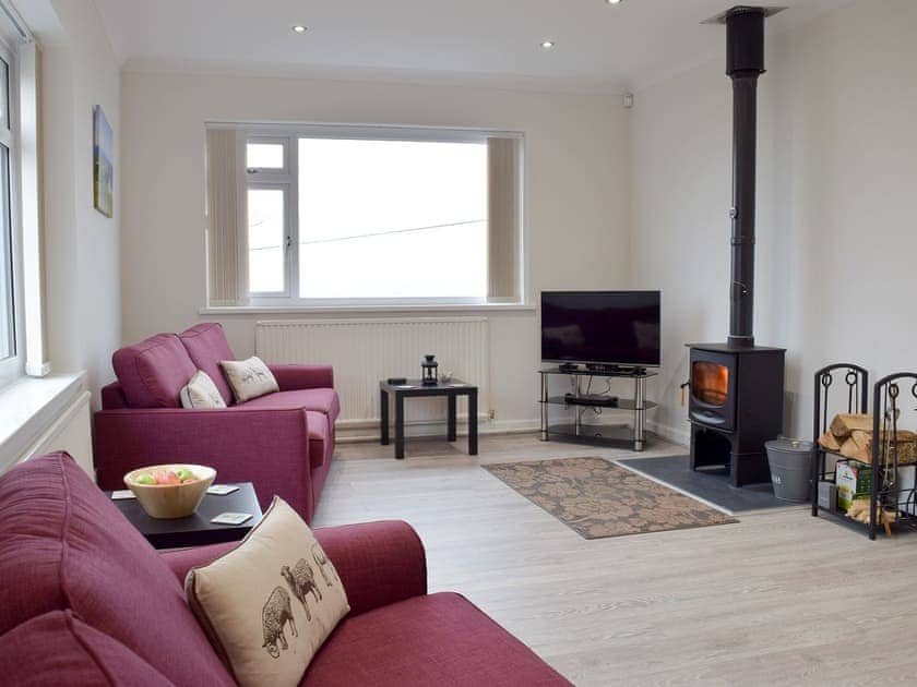 Spacious living room with wood burner | Ty Howton, Craig-Cefn-Parc, near Clydach