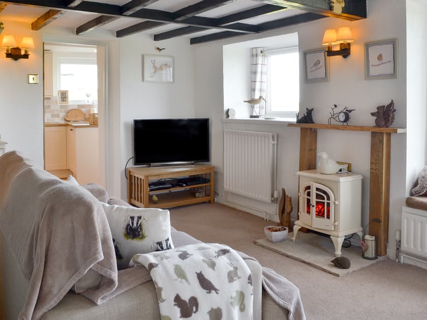 Cosy living room with beamed ceiling | Salem Fach, Llanfairynghornwy