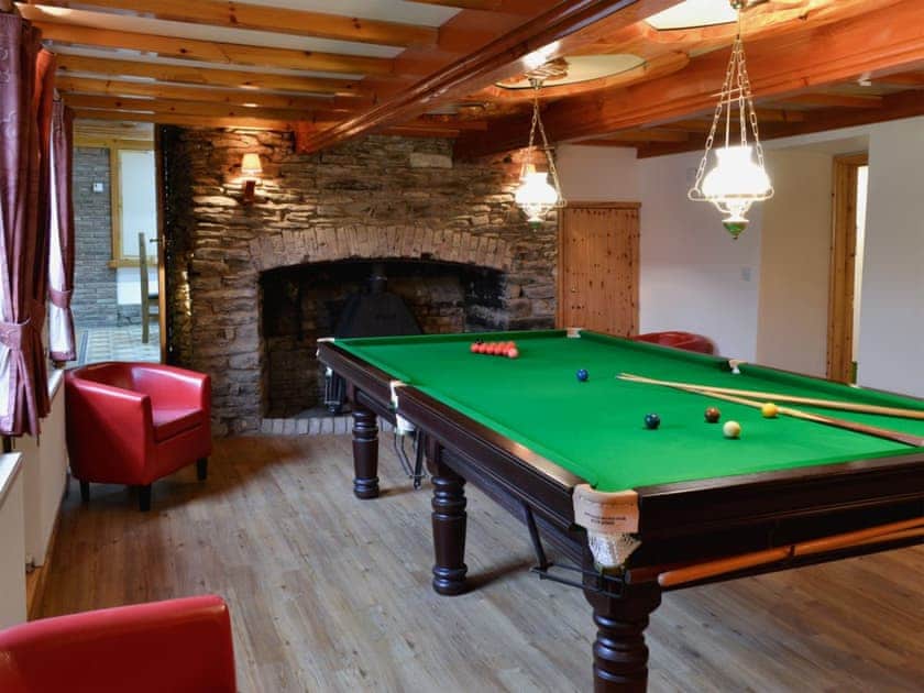 Games room with snooker table | The Farm House - Lower North Radworthy Cottages, Heasley Mill, near South Molton