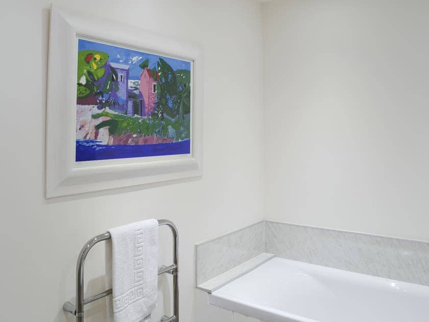 The bathroom has a heated towel rail | The Cottage - Rispond Estate, Rispond, near Durness
