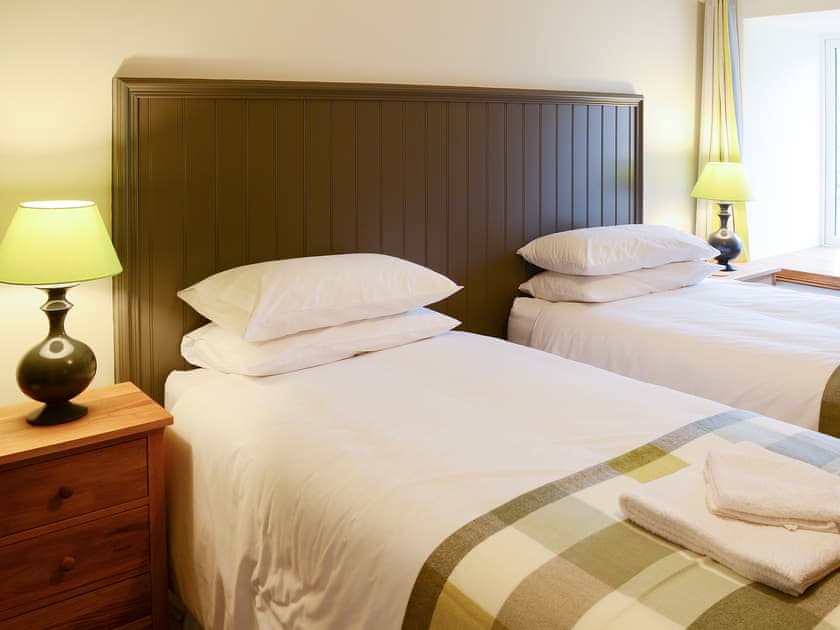 Double bedroom with super kingsize zip and link bed | The Fish House - Rispond Estate, Rispond, near Durness