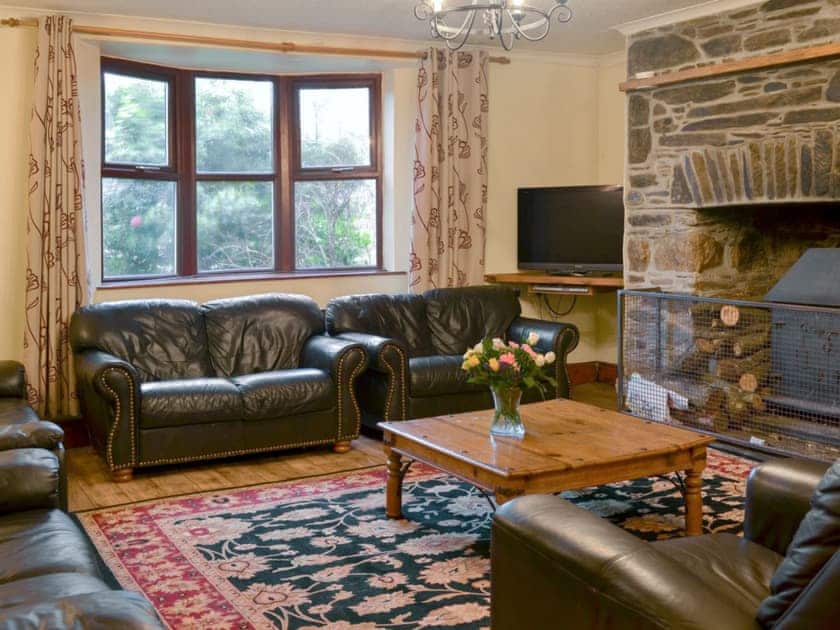 Cosy living room | Sherrill Farmhouse - Sherrill Farm Holiday Cottages, Dunterton, near Tavistock