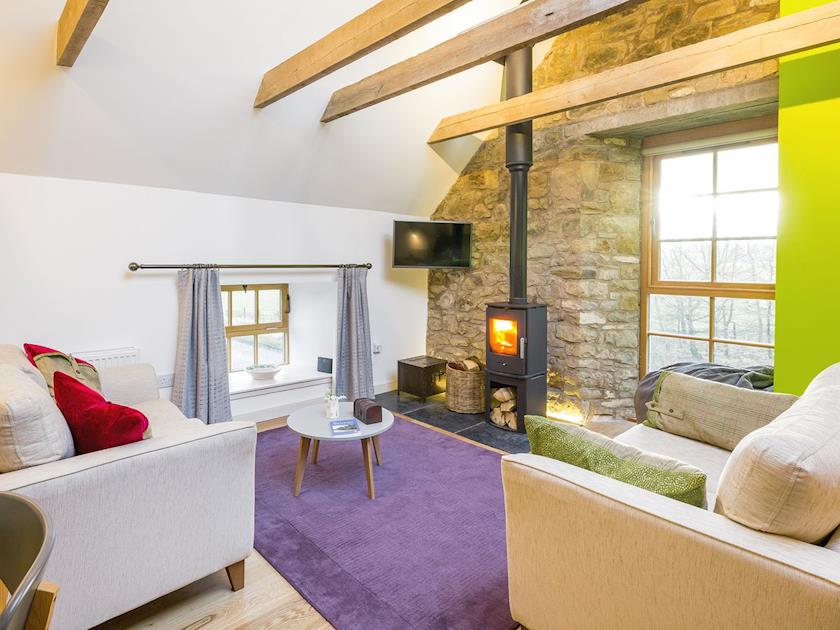 Cosy open plan living space with wood burner | The Hayloft, Balerno, near Edinburgh