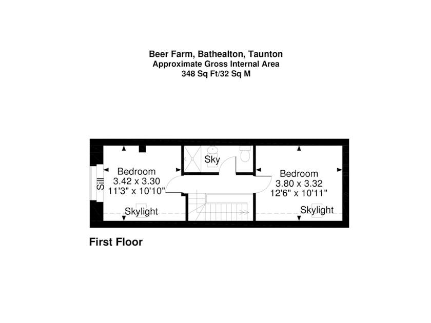 Floor plan of first floor | Beer Farm, Waterrow, near Wiveliscombe