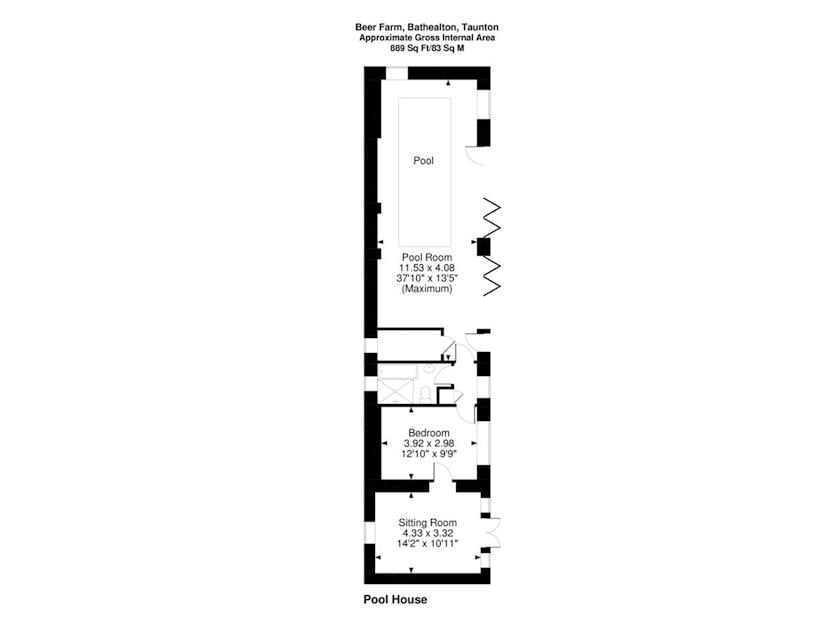 Floor plan of pool house | Beer Farm, Waterrow, near Wiveliscombe