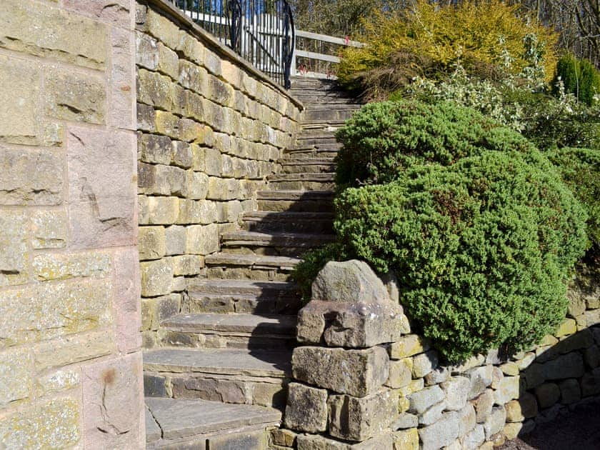 Stairs up to the property | Little Hoot, Baslow, near Bakewell