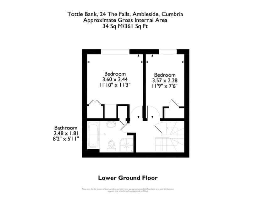 Floor plan of lower ground floor | Tottlebank - The Falls - The Falls, Ambleside