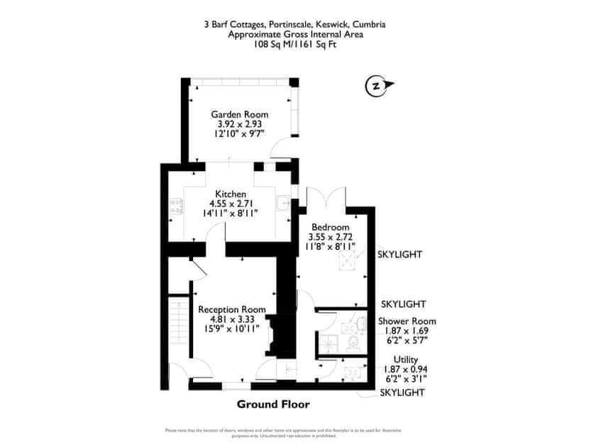 Floor plan of ground floor | 3 Barf Cottages, Portinscale