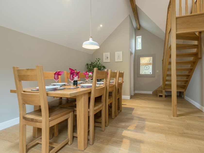 Impressive beamed dining room | The Stables, Aisby, near Grantham