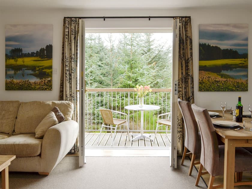 Access to balcony from living area | No 22 - Queens Court, Inchmarlo, near Banchory