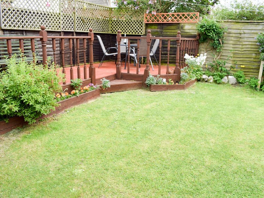 Raised decked area withi rear garden | Valentines On Love Lane, Whitby