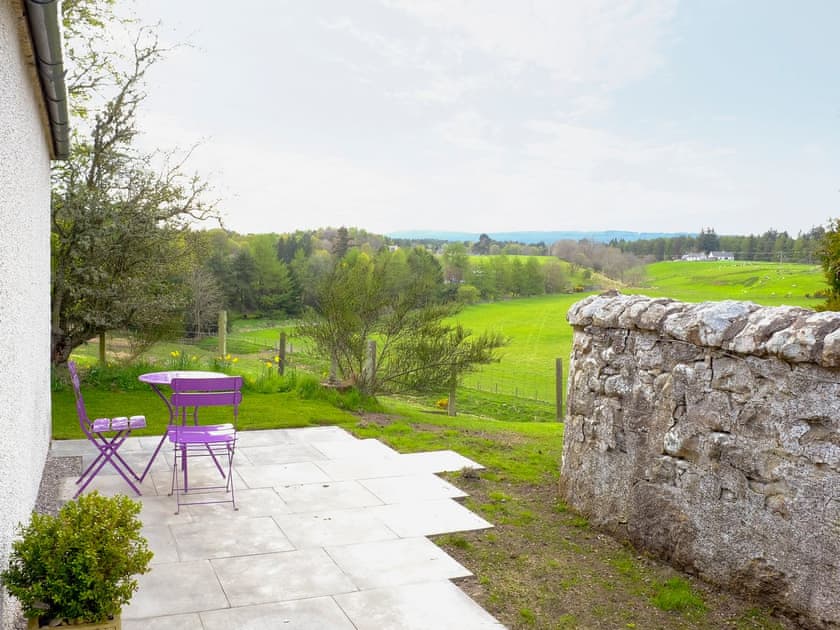 Panoramic countryside view from the paved patio | The Barn, Kildary, near Tain