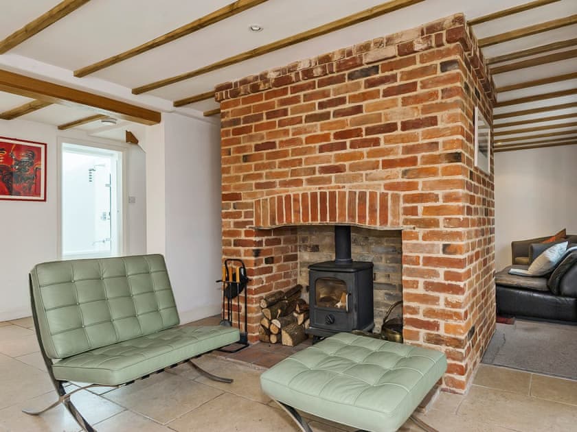 Stylishly furnished living room with wood burner | The High Street, Orford, near Aldeburgh