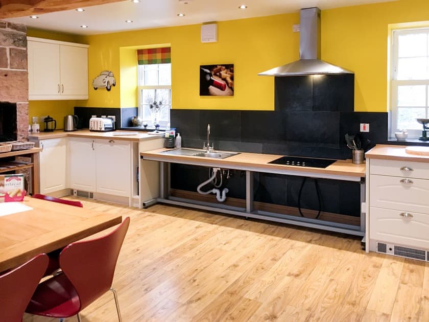 Wonderful, accessible kitchen/ dining room with rise and fall counters  | The Moat House, Annan