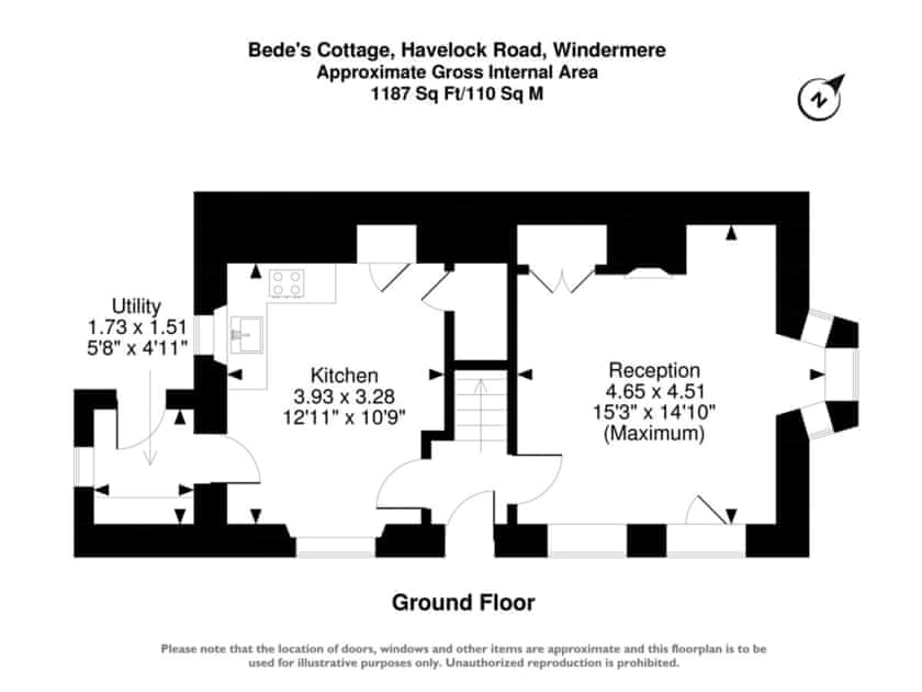 Floor plan of ground floor | Bede’s Cottage, Windermere