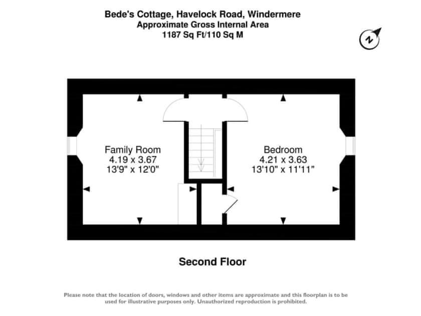 Floor plan of second floor | Bede’s Cottage, Windermere