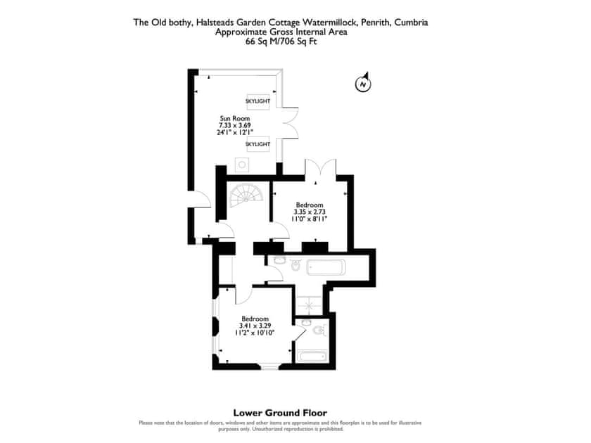 Floor plan of lower ground floor | The Old Bothy, Watermillock, near Ullswater