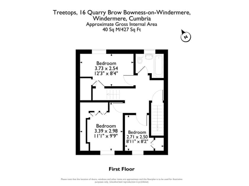 Floor plan of first floor | Treetops, Bowness on Windermere