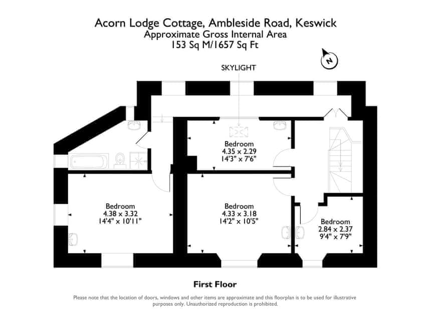 Floor plan of first floor | Acorn Lodge Cottage, Keswick