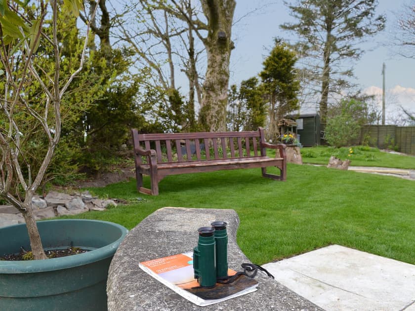 Enjoy the surrounding views from the enclosed garden | Bryntrisant, Devil’s Bridge, near Aberystwyth