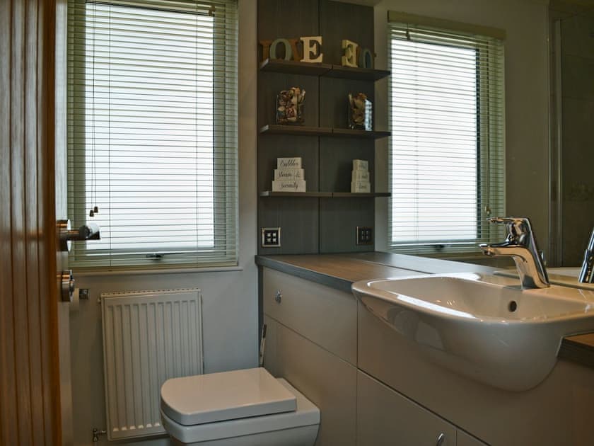 En-suite with shower cubicle | Ysgubor FadogEin Yfory, Brynteg, near Benllech