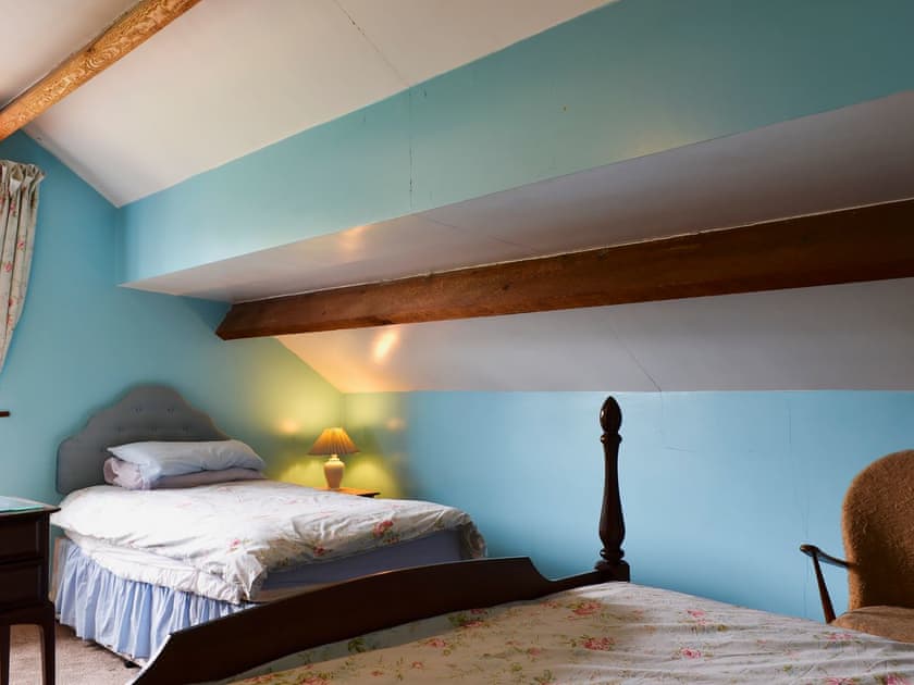 Spacious bedroom with a double and single bed and en-suite | Halford Big Barn, Craven Arms