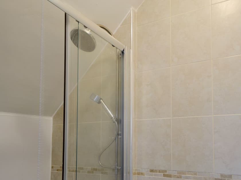 Shower room with walk-in shower cubicle | Naters Apartment, Whitley Bay, near Cullercoats