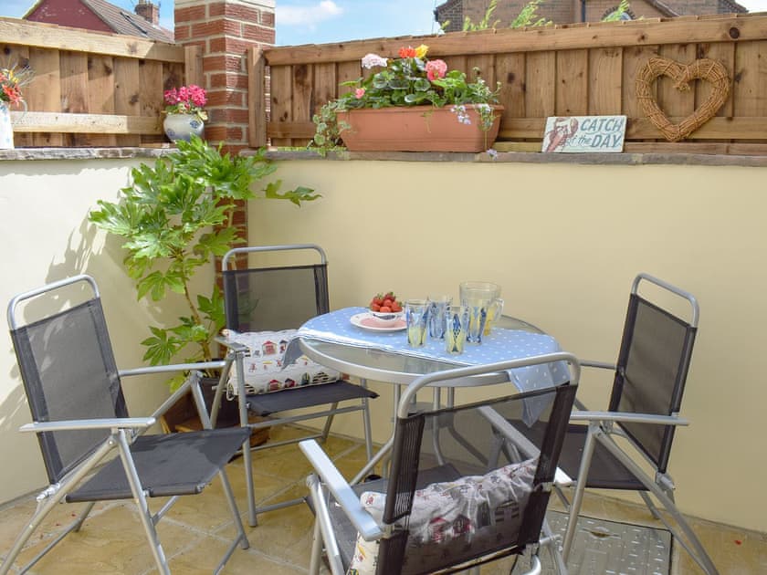 Quaint sitting out area | Cleveland Way Cottage, Skinningrove, near Whitby