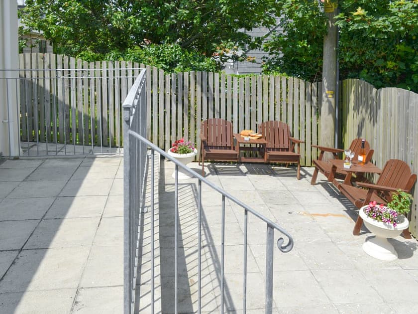 Spacious split-level paved patio area | Lower Moon, Port Isaac